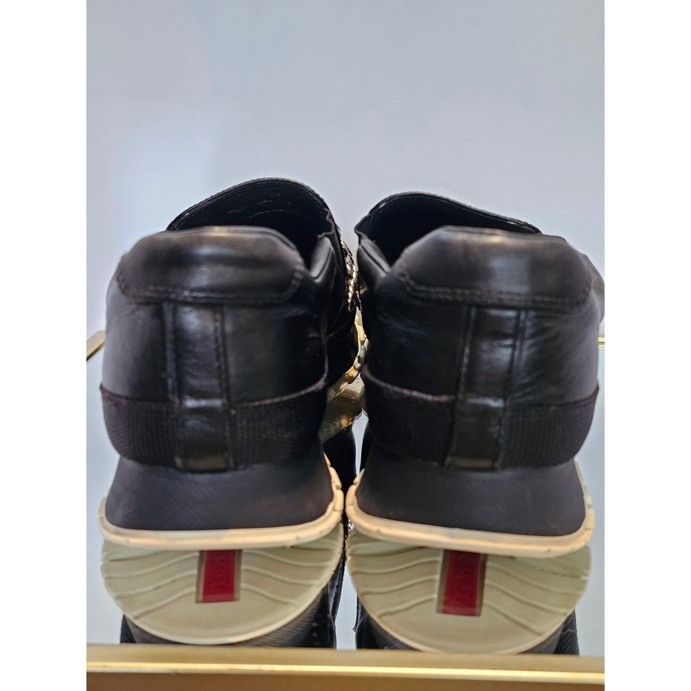 Prada 3S6018 Crystal Embellished Black Leather Slip-On Sneakers EU 40 unisex - Picture 4 of 12